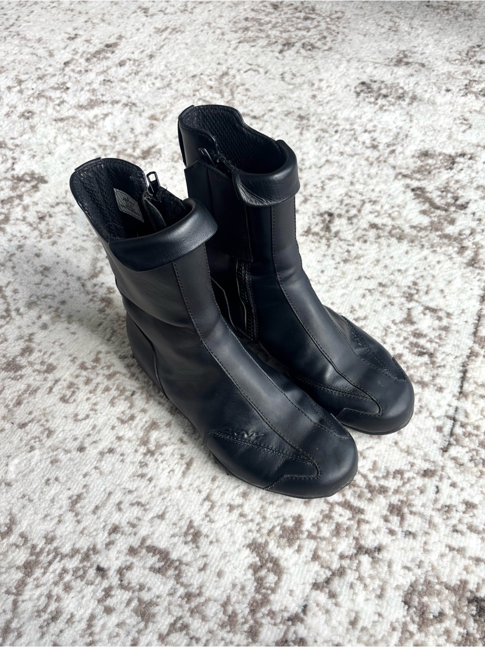 DKNY Y2K Archive Motorcycle Inspired Black Leather Side Zip Ankle Boots